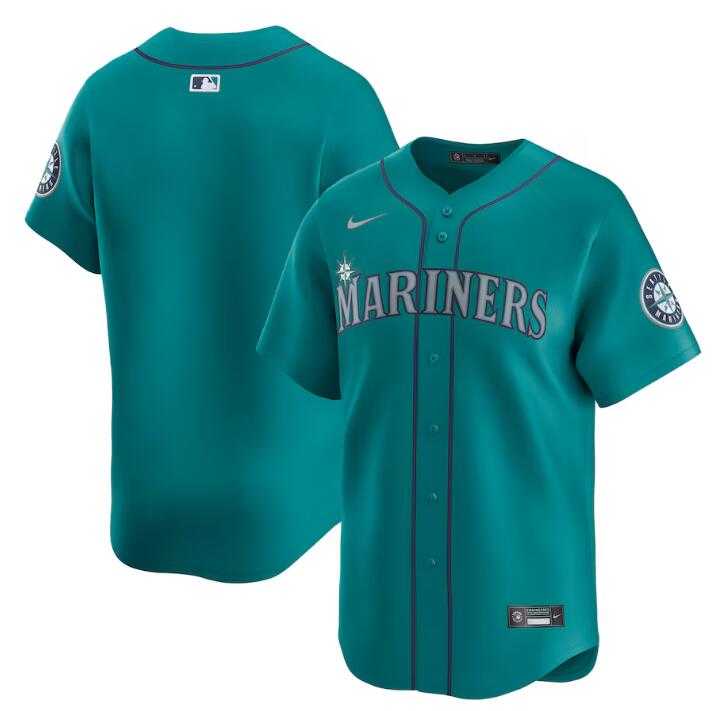 Mens Seattle Mariners Blank Aqua Alternate Limited Stitched jersey Dzhi->seattle mariners->MLB Jersey